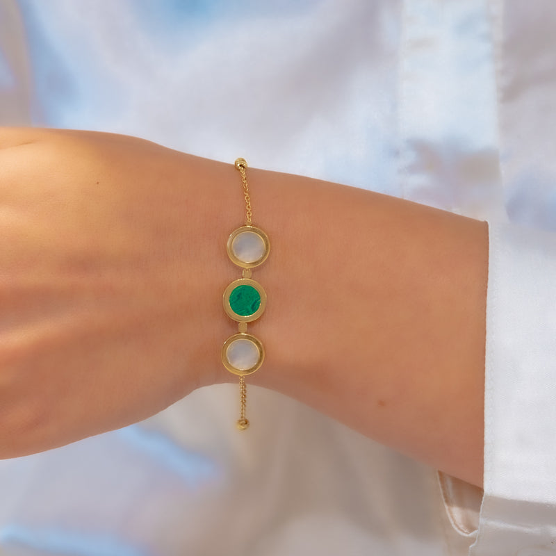 TRIO-COLORED CZ GOLD BRACELET