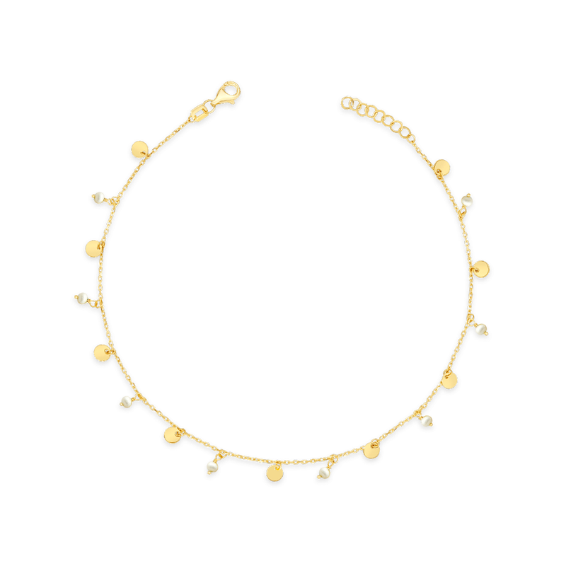 DRIFTING CIRCLES & BEADS GOLD ANKLET