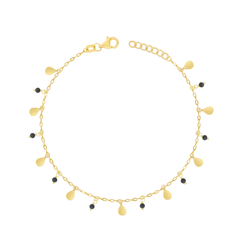 MIX OF BEADS & OVALS GOLD ANKLET