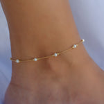 JOINED PEARLS WITH BEADS GOLD ANKLET