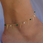 DANGLING BARS AND PEARLS GOLD ANKLET