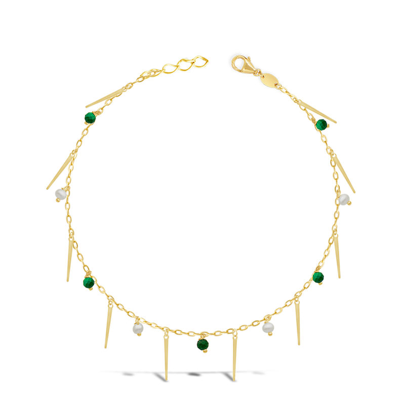 DANGLING BARS AND PEARLS GOLD ANKLET