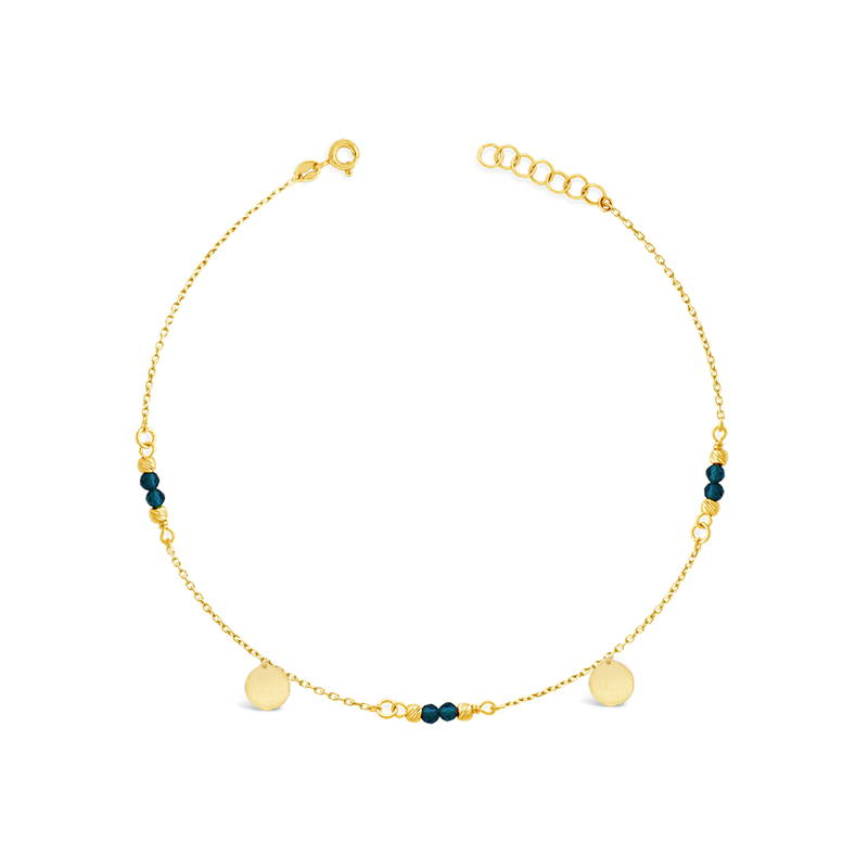 DAZZLING DROPPED CIRCLES & BEADS GOLD ANKLET
