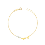 CLASSIC PEARLS WITH HEARTS GOLD BRACELET