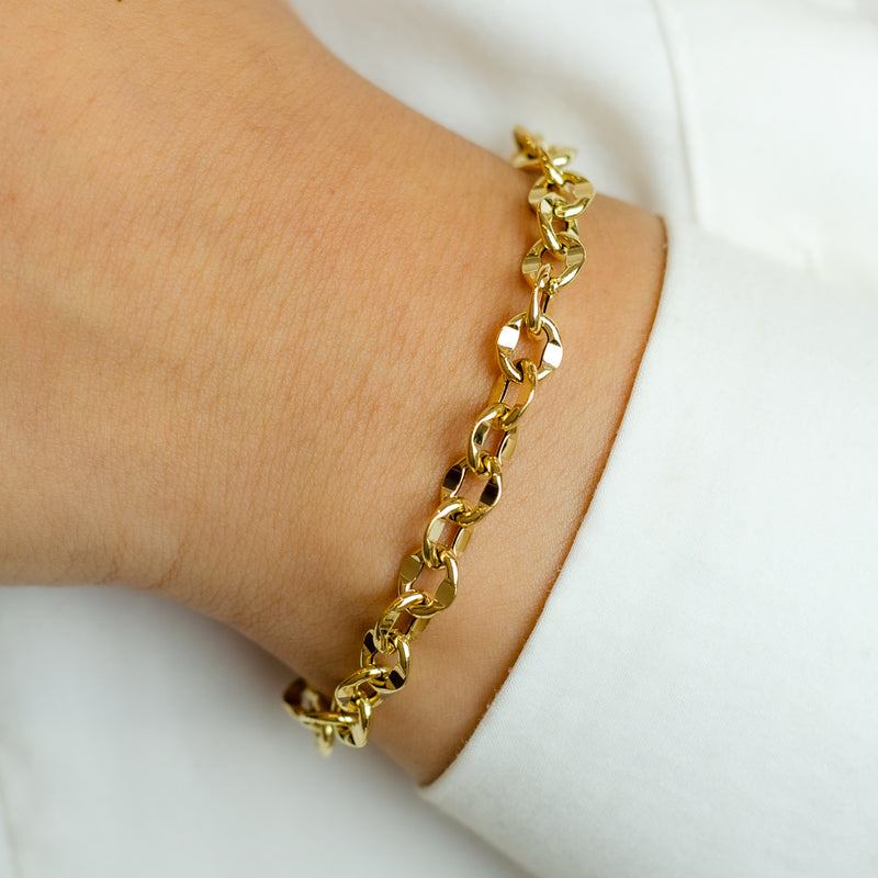 COFFEE BEAN SHAPE GOURMET GOLD BRACELET