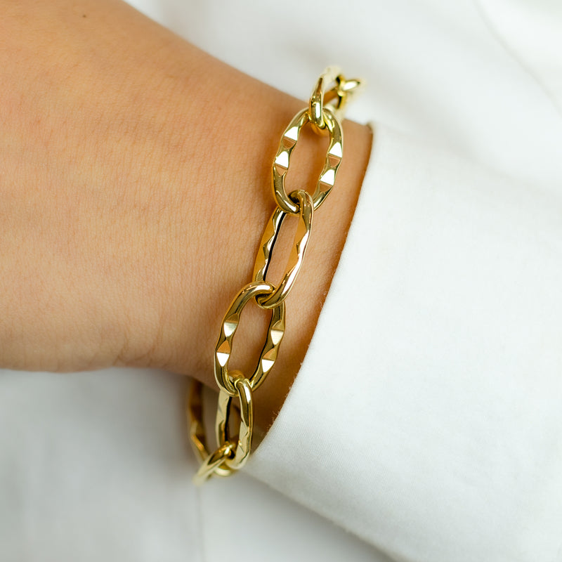 WIDE OVALS CHAIN GOLD BRACELET