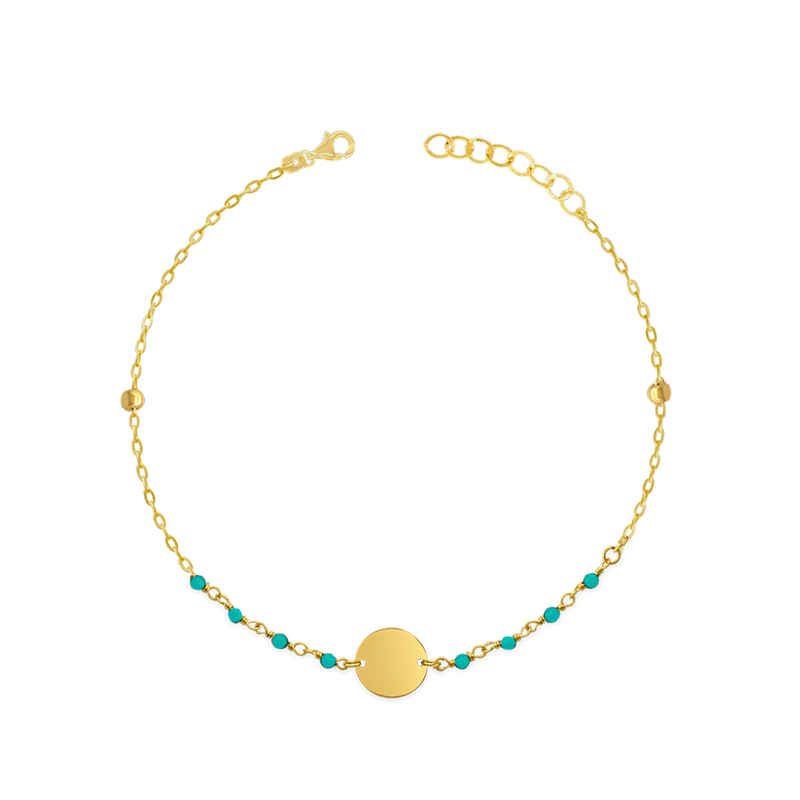 FLAT CIRCLES WITH BEADS GOLD BRACELET