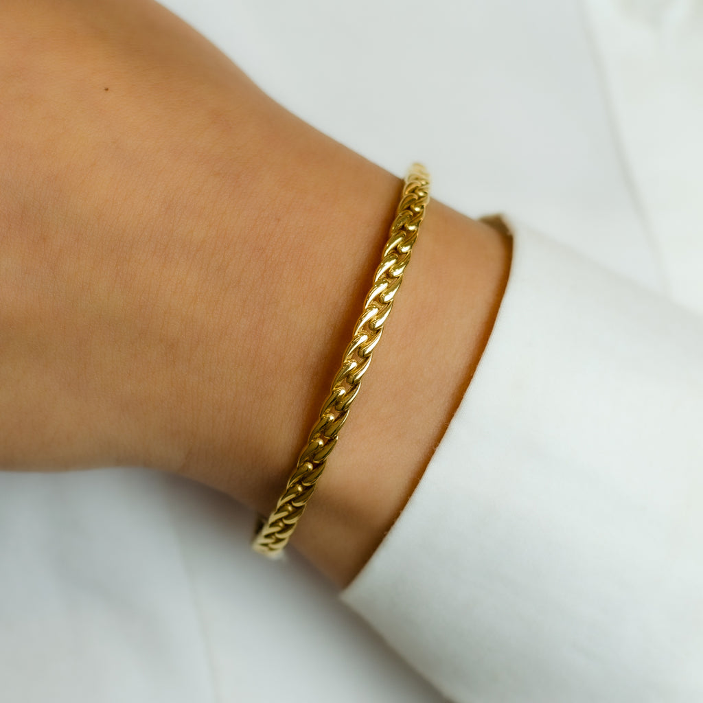 CHUNKY GOURMET CHAIN BANGLE GOLD BRACELET