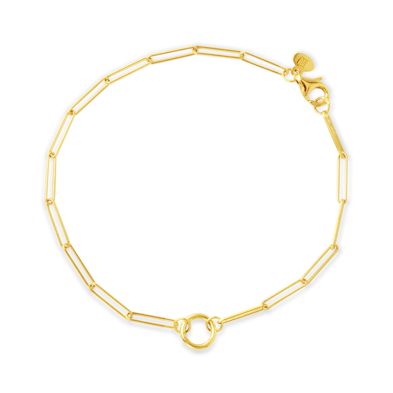 PAPER CLIP CHAIN WITH HOLLOW CIRCLE GOLD BRACELET