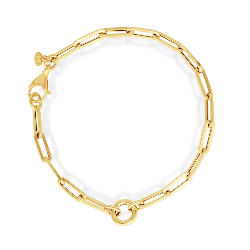 PAPER CLIP CHAIN WITH HOLLOW CIRCLE GOLD BRACELET