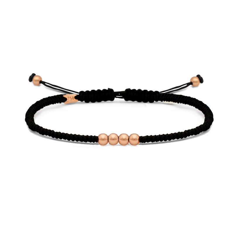 MEN'S CLASSIC STRING WITH FOUR BEADS GOLD BRACELET