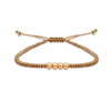 BROWN STRING WITH FOUR BEADS GOLD BRACELET