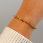 BROWN STRING WITH FOUR BEADS GOLD BRACELET
