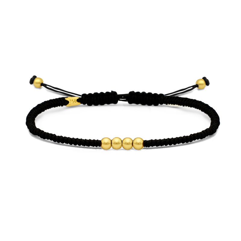 MEN'S CLASSIC STRING WITH FOUR BEADS GOLD BRACELET