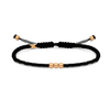 MEN'S BRAIDED STRING WITH THREE BEADS GOLD BRACELET