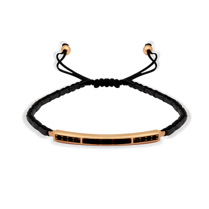 MEN'S FLAT ONYX WITH BLACK STONES GOLD BRACELET