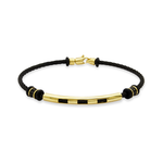 TWISTED WIRE WITH BLACK STONES GOLD BRACELET