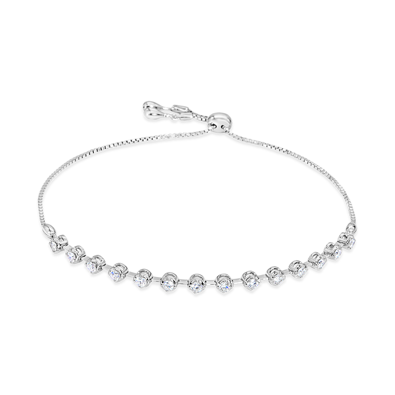 SEPARATED HALF ROUND TENNIS BOLO CLASP DIAMOND BRACELET