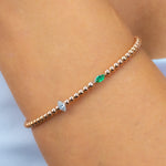 BEADED BANGLE WITH EMERALD MARQUISE DIAMOND BRACELET