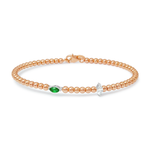 BEADED BANGLE WITH EMERALD MARQUISE DIAMOND BRACELET