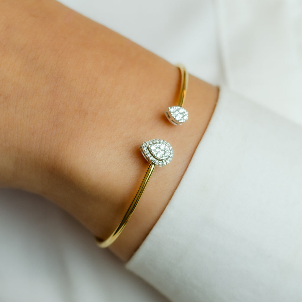 DOUBLE PEAR CUFF DIAMOND BRACELET