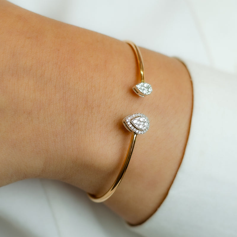 DOUBLE PEAR CUFF DIAMOND BRACELET