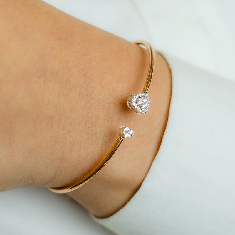 DOUBLE HEART CUFF DIAMOND BRACELET