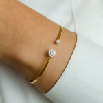 DOUBLE HEART CUFF DIAMOND BRACELET