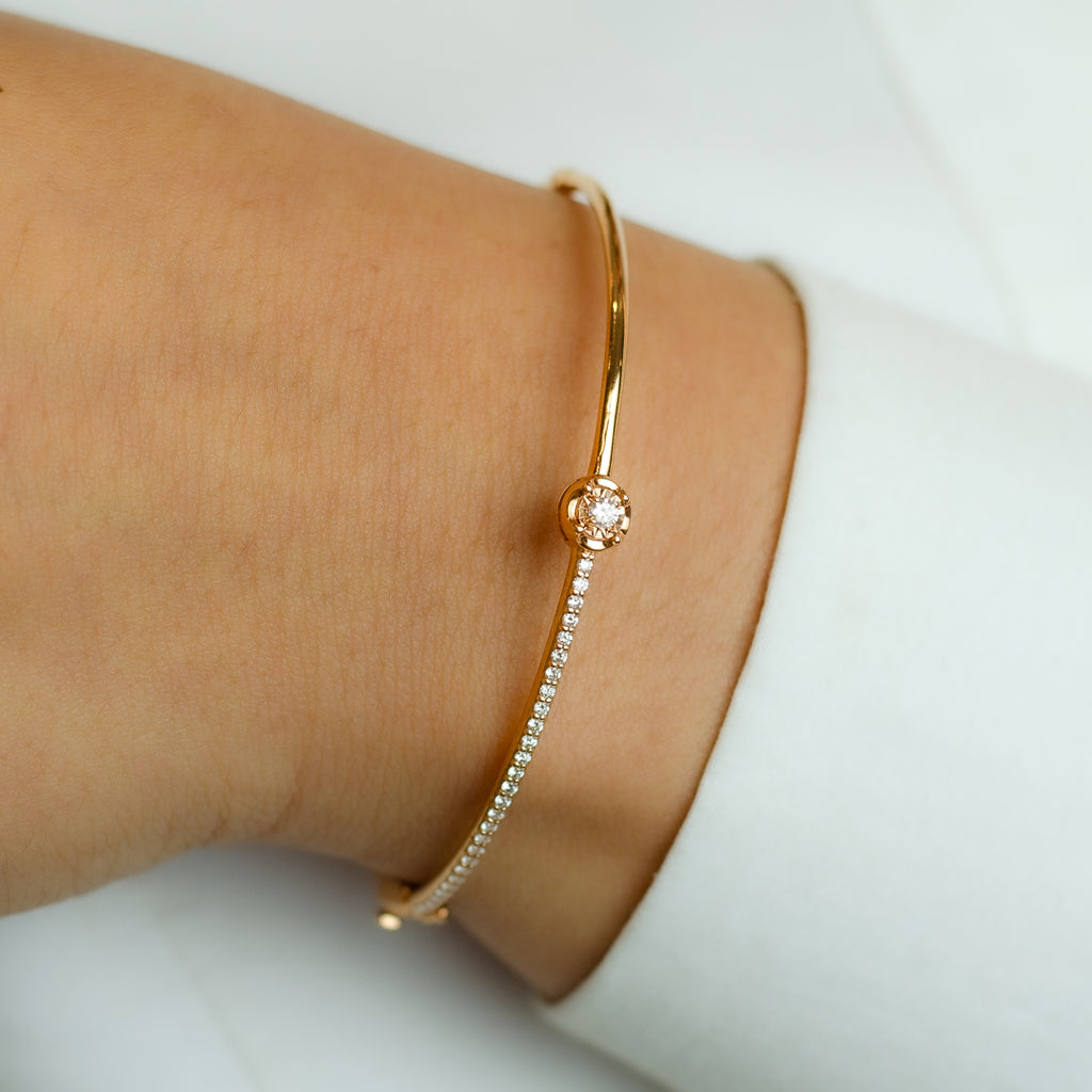 HALF STUNNING ROSE BANGLE DIAMOND BRACELET