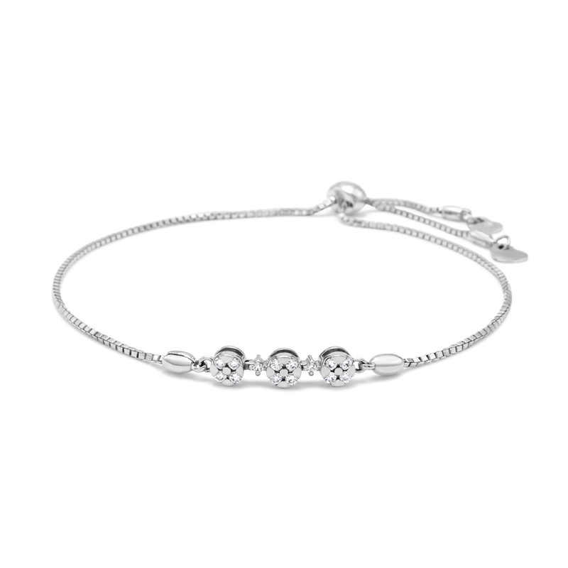 TRIPLE ROUND-SHAPE BOLO CLASP DIAMOND BRACELET