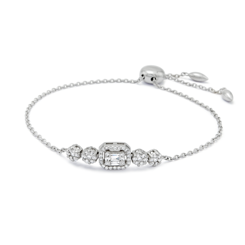 BAGUETTE & ROUND BOLO CLASP DIAMOND BRACELET