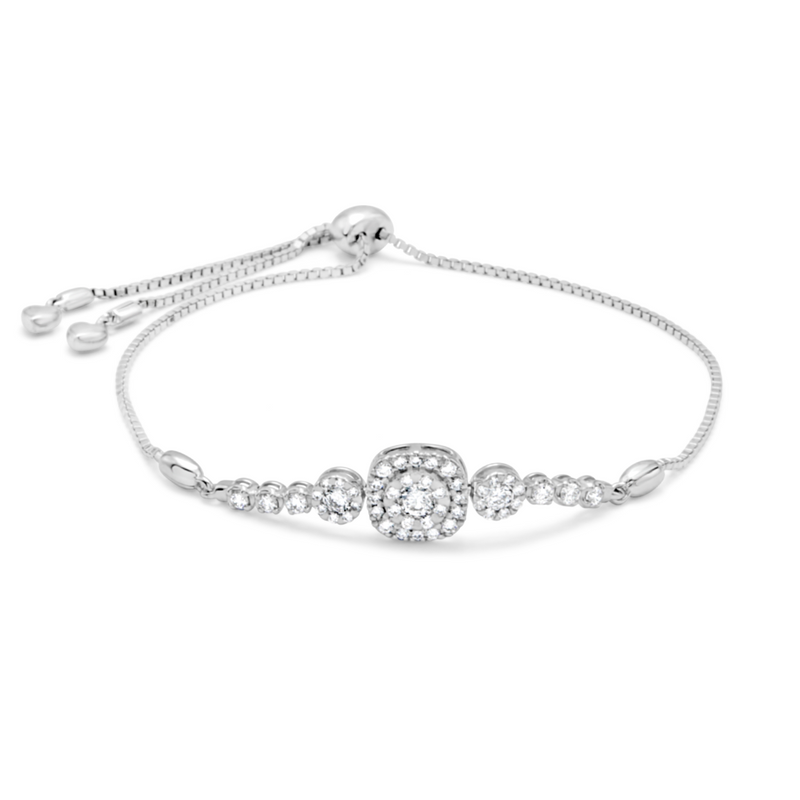 SQUARE & ROUND BOLO CLASP DIAMOND BRACELET