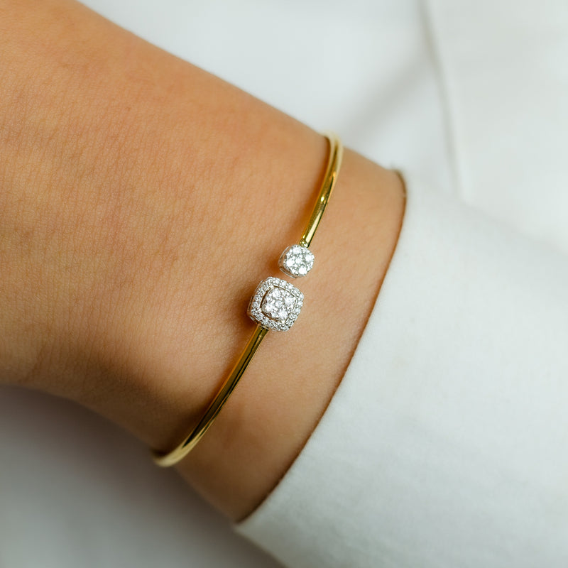 DOUBLE SQUARE CLUSTER CUFF DIAMOND BRACELET