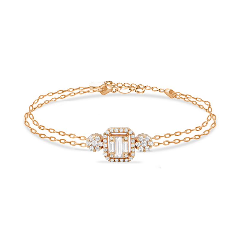 BAGUETTE ROSE SHAPED DIAMOND BRACELET