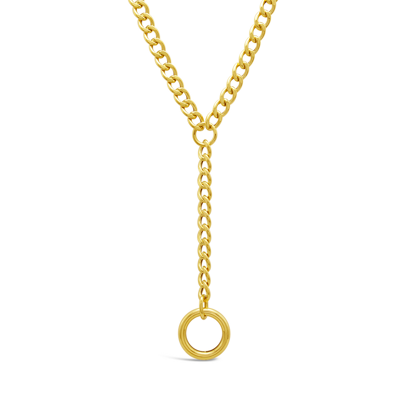 Y-SHAPE GOURMET LINKS WITH HOLLOW CIRCLE GOLD CHAIN