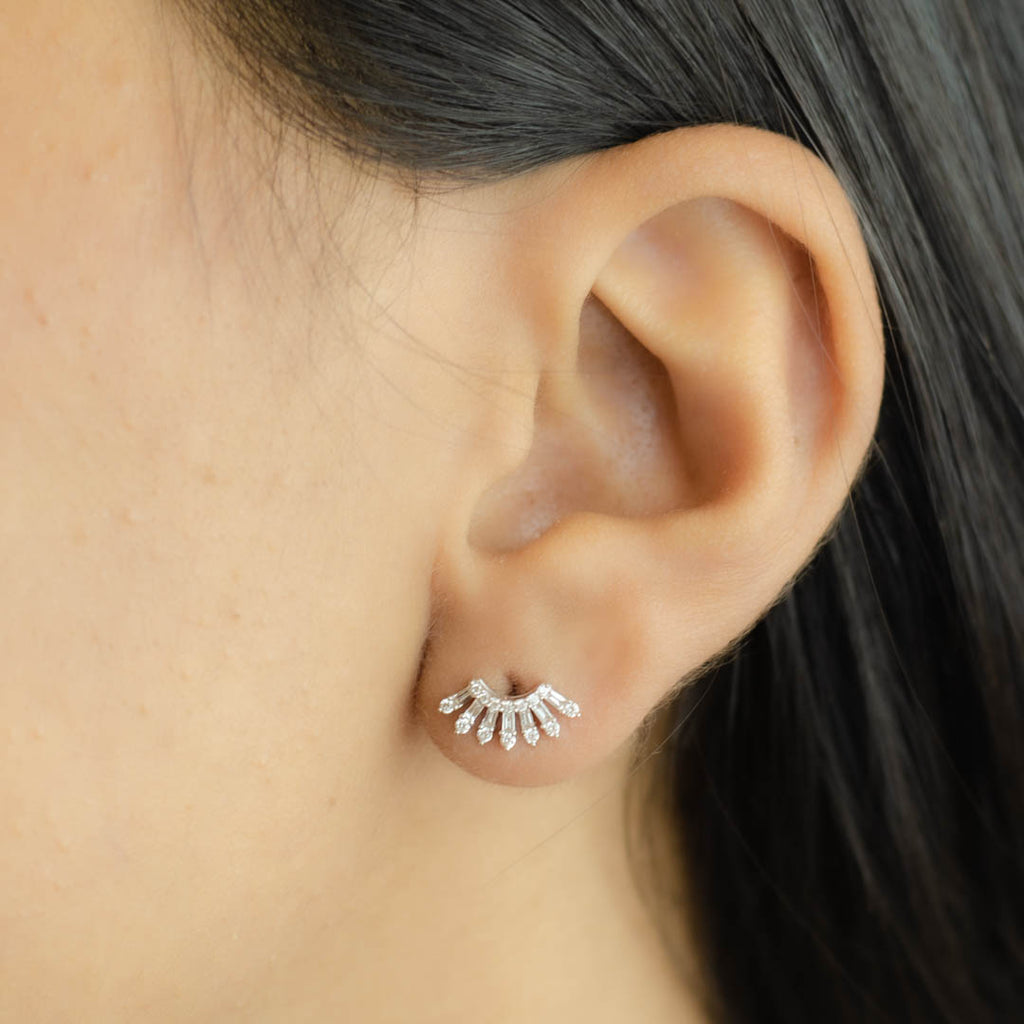 SUN RAYS STUD DIAMOND EARRING