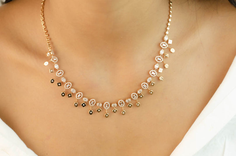 LUXE ROSE DIAMOND DROP NECKLACE