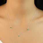 TRIO-DROPS EMERALD DIAMOND NECKLACE