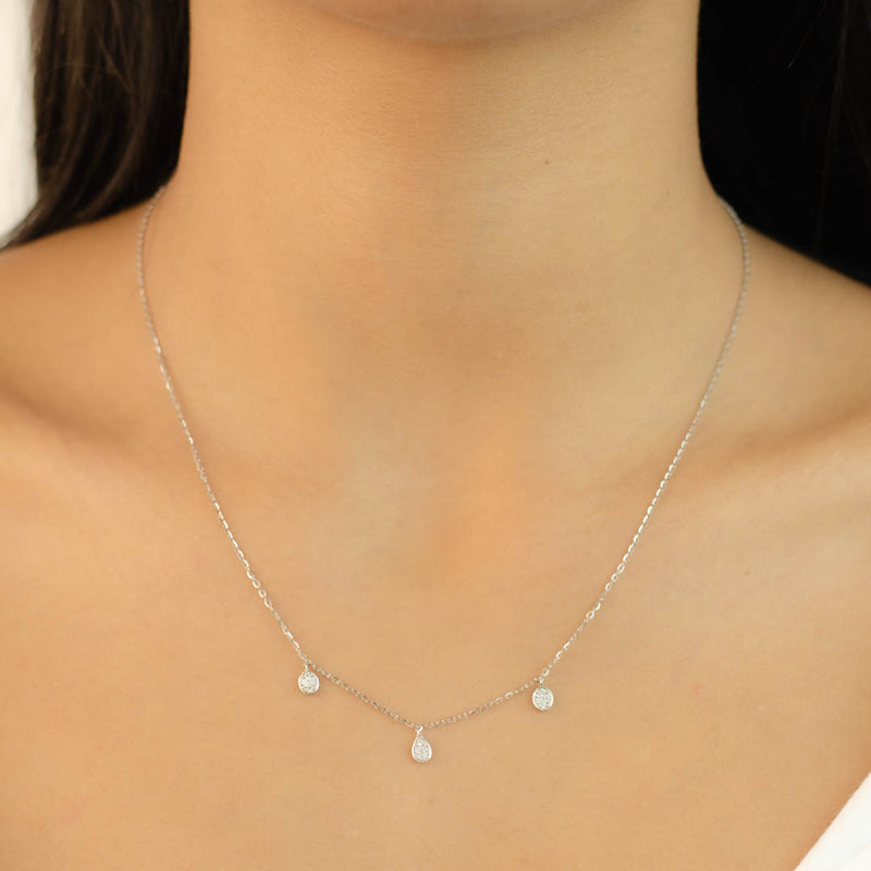 TRIO DROPPED-SHAPE DIAMOND NECKLACE