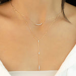 Y-SHAPE DOUBLED LAYER DIAMOND NECKLACE