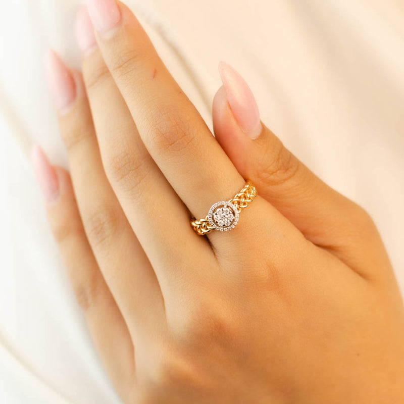 BRAIDED BAND DIAMOND RING