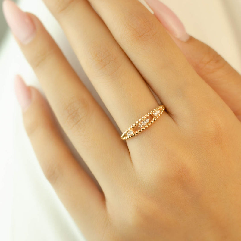 BEADED LINES DIAMOND RING