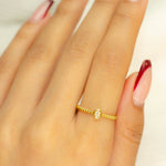 BEADED PETITE BAND DIAMOND RING