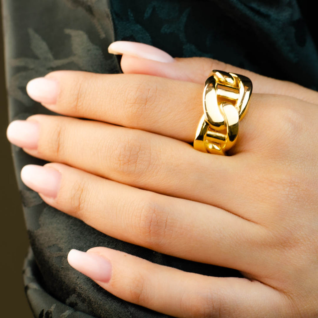 MARINER SHAPE LINKS GOLD RING