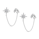 NORTH STAR WITH DANGLED CUFF DIAMOND EARRING