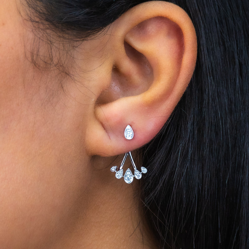 PEAR SHAPE EAR JACKET DIAMOND EARRING