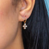 DROPPED CROSS HOOP DIAMOND EARRING