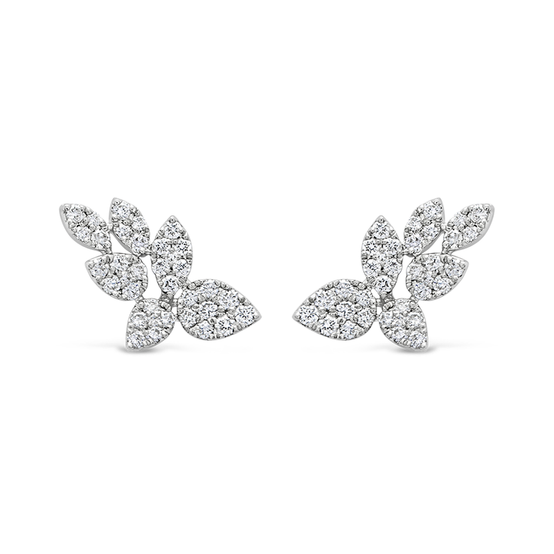 LEAFS CLUSTER STUD DIAMOND EARRING