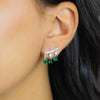 TRIPLE DROPPED EMERALD STUD DIAMOND EARRING