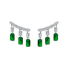 TRIPLE DROPPED EMERALD STUD DIAMOND EARRING